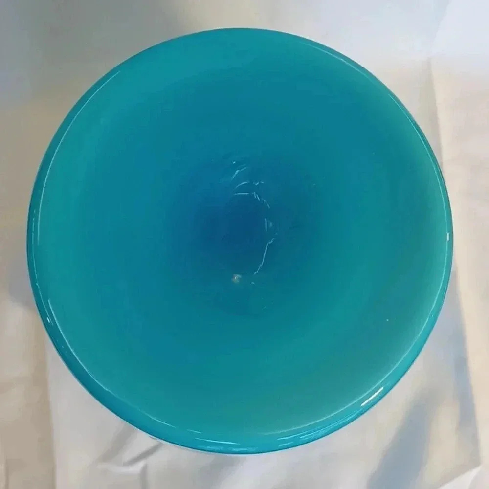 Vintage hand blown turquoise vase - Picture 3 of 3